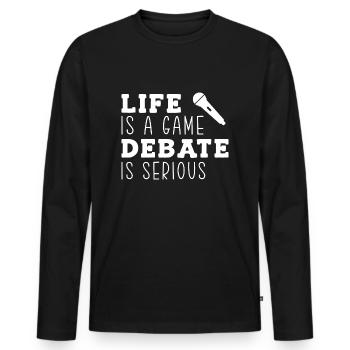 Debattieren Debatte Argumentieren - Männer Premium Bio Langarmshirt - Schwarz - Vorne - Nico (187cm)