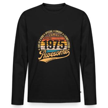 1975 Anniversaire Retro Cadeau Né Année 1975 - T-shirt manches longues Premium bio Homme - noir - Devant - Nico (187cm)