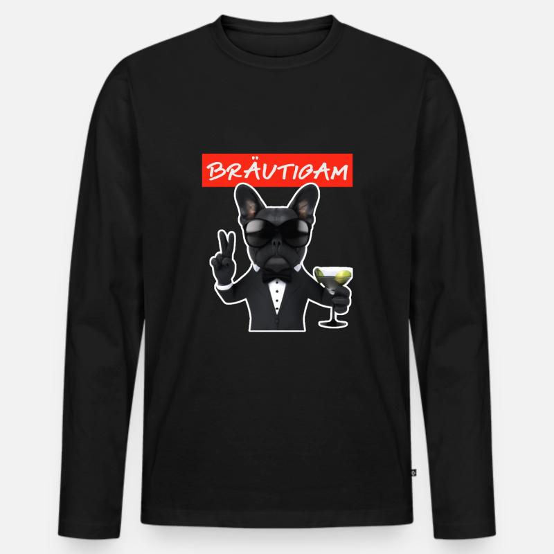 Bräutigam Junggesellenabschied Cooles Hunde Design - Männer Premium Bio Langarmshirt - Schwarz