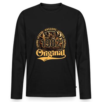 born in 1982 birthday retro vintage 1982 - Men's Premium Organic Long Sleeve Shirt - black - Front - Nico (187cm)