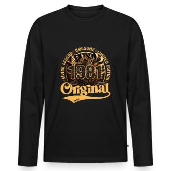 born in 1981 Birthday Retro vintage 1981 - Men's Premium Organic Long Sleeve Shirt - black - Front - Nico (187cm)