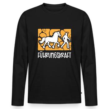 Führungskraft Pferd Reiten Geschenkidee Lustig - Männer Premium Bio Langarmshirt - Schwarz - Vorne - Nico (187cm)
