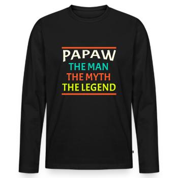 Papa Vater Opa Geschenkidee Papaw Spruch Retro - Männer Premium Bio Langarmshirt - Schwarz - Vorne - Nico (187cm)