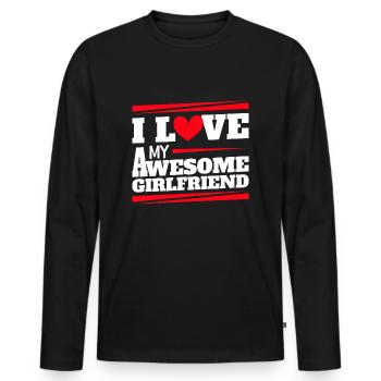 Paare Liebe Herz Freund Geschenkidee Beziehung - Männer Premium Bio Langarmshirt - Schwarz - Vorne - Nico (187cm)