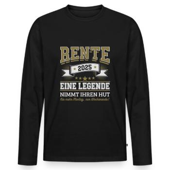 Rente 2025 - Eine Legende nimmt ihren Hut - Männer Premium Bio Langarmshirt - Schwarz - Vorne - Nico (187cm)