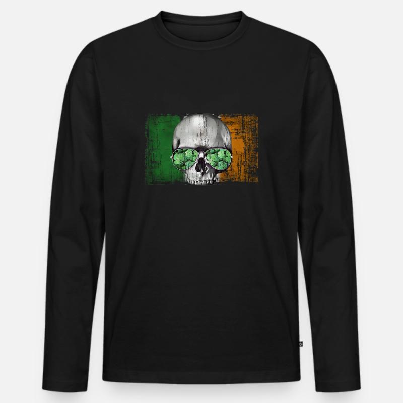 Irland - Männer Premium Bio Langarmshirt - Schwarz