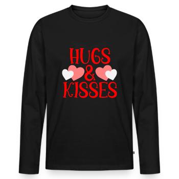 Câlins & Bisous Cœurs - T-shirt manches longues Premium bio Homme - noir - Devant - Nico (187cm)