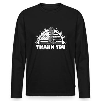 Thank you veterans military father's day Flag USA - Männer Premium Bio Langarmshirt - Schwarz - Vorne - Nico (187cm)