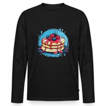 Crêpes aux baies - T-shirt manches longues Premium bio Homme - noir - Devant - Nico (187cm)
