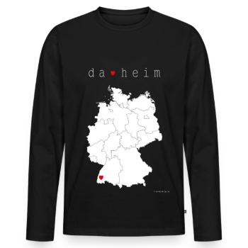 DA HEIM Shirt Männer - Männer Premium Bio Langarmshirt - Schwarz - Vorne - Nico (187cm)
