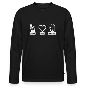 Peace Love Massage - T-shirt manches longues Premium bio Homme - noir - Devant - Nico (187cm)