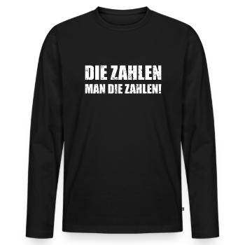 Die Zahlen - Männer Premium Bio Langarmshirt - Schwarz - Vorne - Nico (187cm)