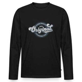 Denim original de qualité rétro vintage bleu - T-shirt manches longues Premium bio Homme - noir - Devant - Nico (187cm)