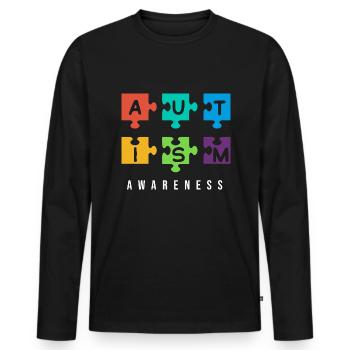 Autismus-Bewusstsein Puzzleteile - Männer Premium Bio Langarmshirt - Schwarz - Vorne - Nico (187cm)