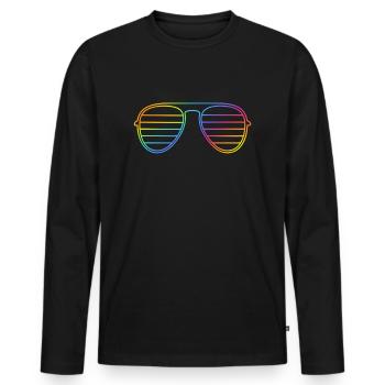 Neon Pride Brille – Minimalistisches Design - Männer Premium Bio Langarmshirt - Schwarz - Vorne - Nico (187cm)