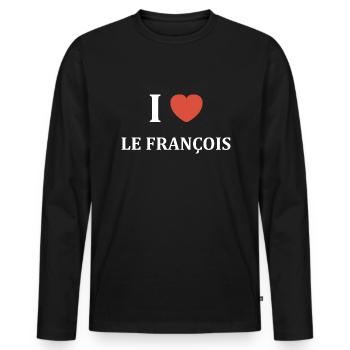i love le françois - T-shirt manches longues Premium bio Homme - noir - Devant - Nico (187cm)