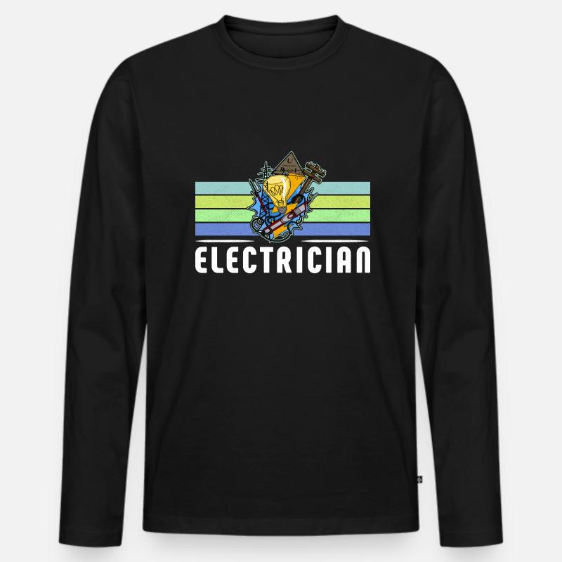 Electrician Elektriker Lichttechniker Lampe - Männer Premium Bio Langarmshirt - Schwarz