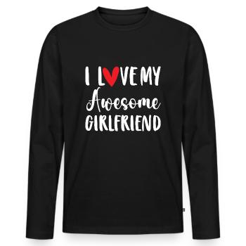 Paare Liebe Herz Freund Geschenkidee Beziehung - Männer Premium Bio Langarmshirt - Schwarz - Vorne - Nico (187cm)