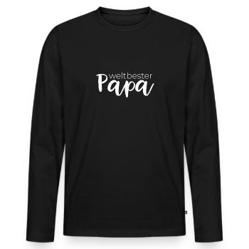 weltbester Papa | bester Papa der Welt - Männer Premium Bio Langarmshirt - Schwarz - Vorne - Nico (187cm)