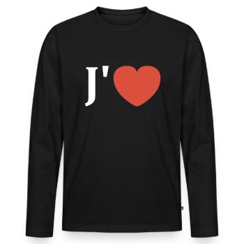 J'aime - T-shirt manches longues Premium bio Homme - noir - Devant - Nico (187cm)