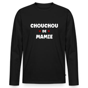 chouchou de mamie - T-shirt manches longues Premium bio Homme - noir - Devant - Nico (187cm)