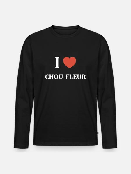 i love Chou fleur - T-shirt manches longues Premium bio Homme - noir