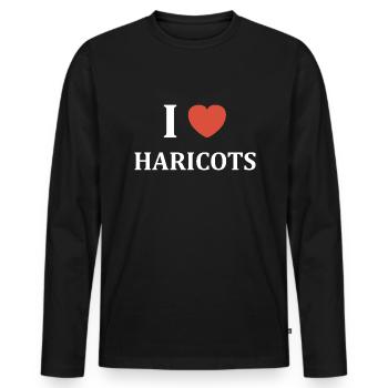 i love Haricots - T-shirt manches longues Premium bio Homme - noir - Devant - Nico (187cm)