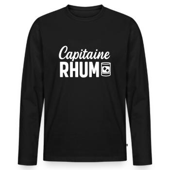 Capitaine des Mers – Style Pirate Vintage - T-shirt manches longues Premium bio Homme - noir - Devant - Nico (187cm)