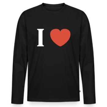 i love - T-shirt manches longues Premium bio Homme - noir - Devant - Nico (187cm)