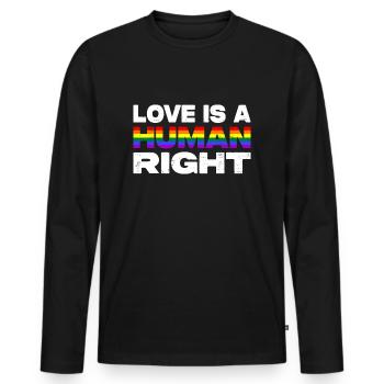 Love Is A Human Right LGBTQIA+ CSD Gay Pride - Men's Premium Organic Long Sleeve Shirt - black - Front - Nico (187cm)