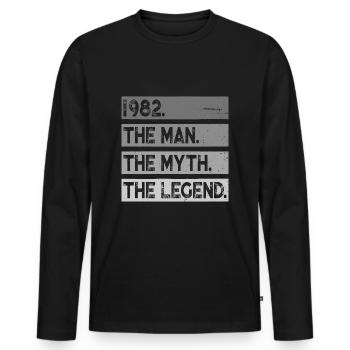 Born 1982 Man Myth Legend Birthday - Men's Premium Organic Long Sleeve Shirt - black - Front - Nico (187cm)