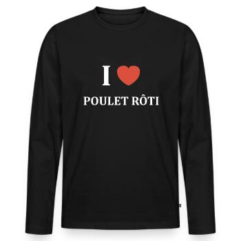 i love Poulet rôti - T-shirt manches longues Premium bio Homme - noir - Devant - Nico (187cm)