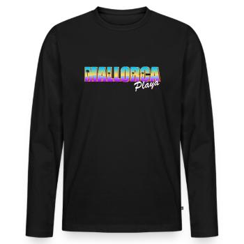 Mallorca Playa - Männer Premium Bio Langarmshirt - Schwarz - Vorne - Nico (187cm)