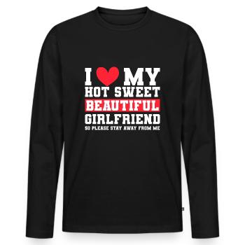 Ich Liebe Meine Freundin Paare Freund Geschenkidee - Männer Premium Bio Langarmshirt - Schwarz - Vorne - Nico (187cm)