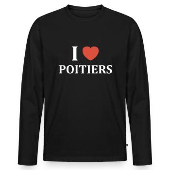 i love poitiers - T-shirt manches longues Premium bio Homme - noir - Devant - Nico (187cm)