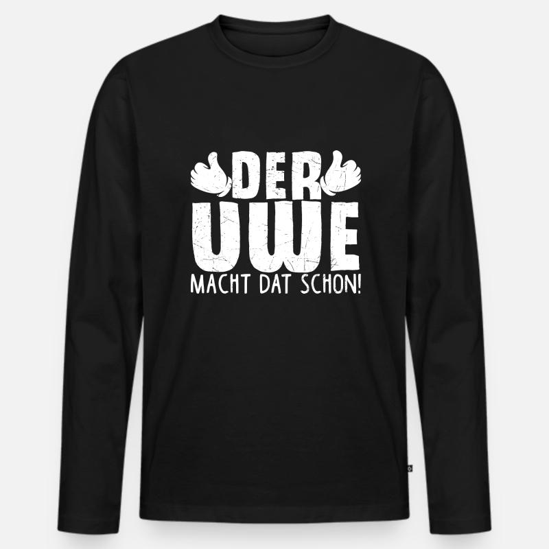 Uwe - Männer Premium Bio Langarmshirt - Schwarz
