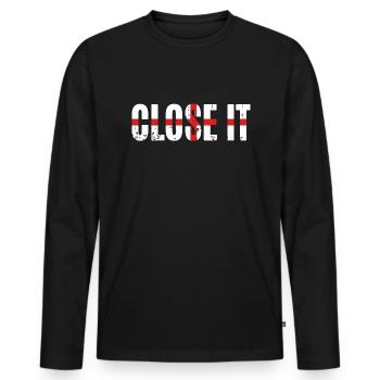 Close it - Men's Premium Organic Long Sleeve Shirt - black - Front - Nico (187cm)
