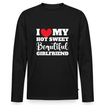 Paare Liebe Herz Freund Geschenkidee Beziehung - Männer Premium Bio Langarmshirt - Schwarz - Vorne - Nico (187cm)