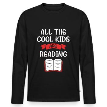 Bookworm Reading Enseignant d’école primaire - T-shirt manches longues Premium bio Homme - noir - Devant - Nico (187cm)