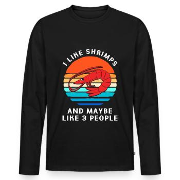 Crabe, Langouste, Fruits de mer, Crevettes - T-shirt manches longues Premium bio Homme - noir - Devant - Nico (187cm)