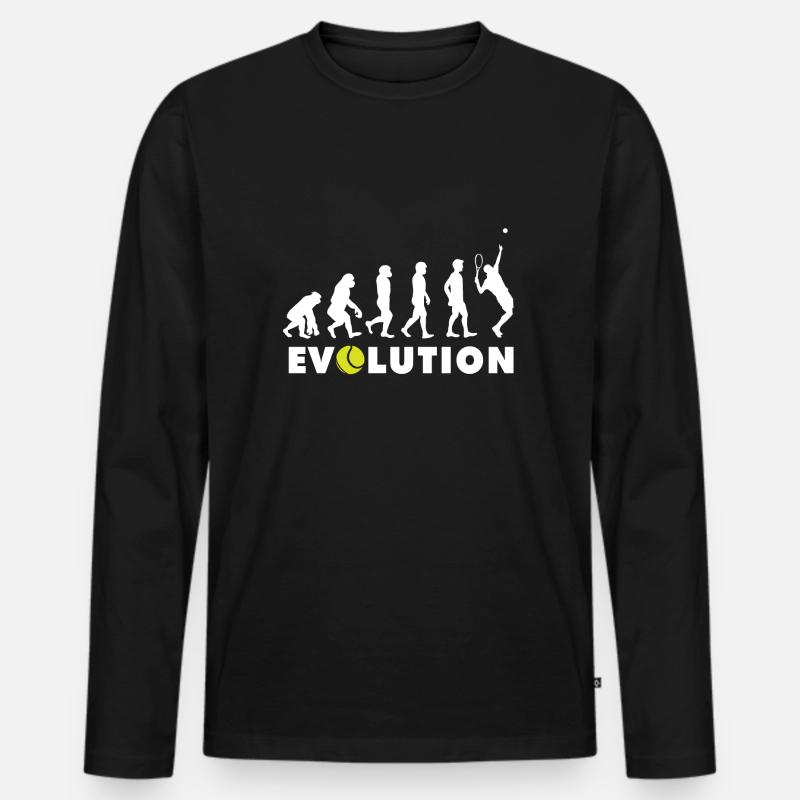 Tennis Evolution - Männer Premium Bio Langarmshirt - Schwarz