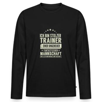 Trainer - Männer Premium Bio Langarmshirt - Schwarz - Vorne - Nico (187cm)