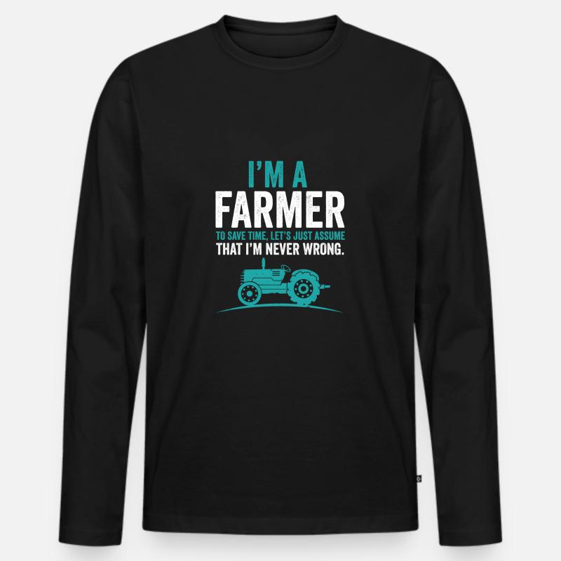 Bauer Shirt mit Traktor - Männer Premium Bio Langarmshirt - Schwarz