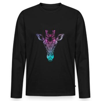 Giraffe vintage mandala drawing - Men's Premium Organic Long Sleeve Shirt - black - Front - Nico (187cm)