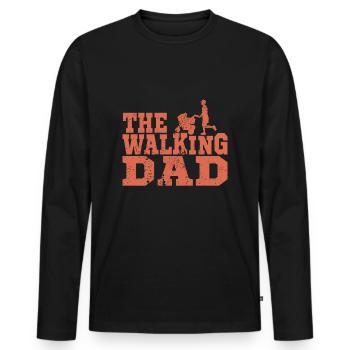 Marche papa avec poussette - T-shirt manches longues Premium bio Homme - noir - Devant - Nico (187cm)