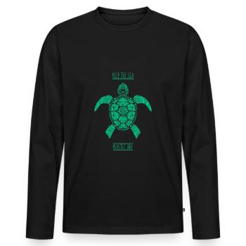 Protection du climat contre le plastique en mer - T-shirt manches longues Premium bio Homme - noir - Devant - Nico (187cm)