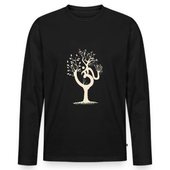 Yoga tree with om symbol - Men's Premium Organic Long Sleeve Shirt - black - Front - Nico (187cm)