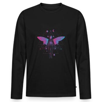 Psytrance Electro Angel - Men's Premium Organic Long Sleeve Shirt - black - Front - Nico (187cm)