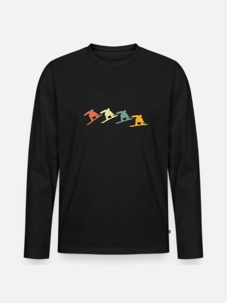 Retro snowboarder jump - Men's Premium Organic Long Sleeve Shirt - black