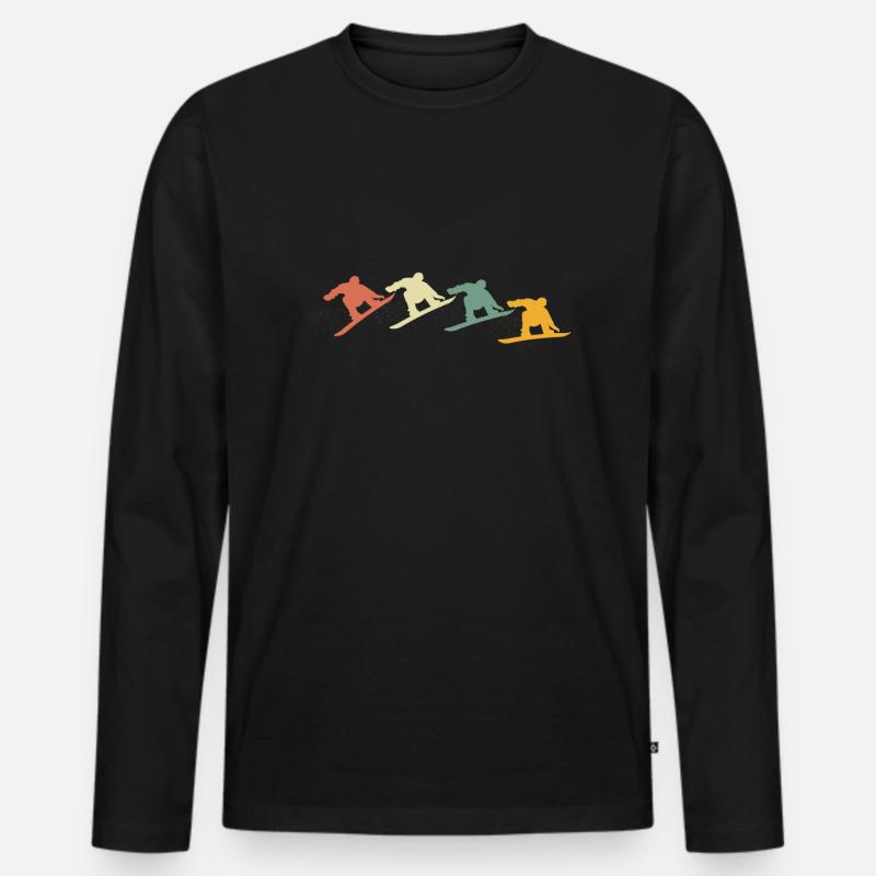 Retro Snowboarder Sprung - Männer Premium Bio Langarmshirt - Schwarz